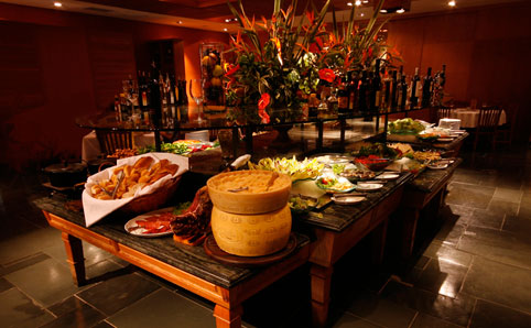 Buffet table at Fogo de Chão, Santo Amaro