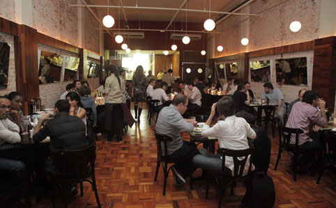 Patrons on the top floor of the Cervejaria Nacional