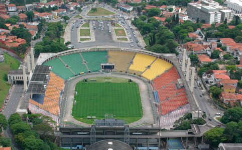 The facade of Pacaembu stadium