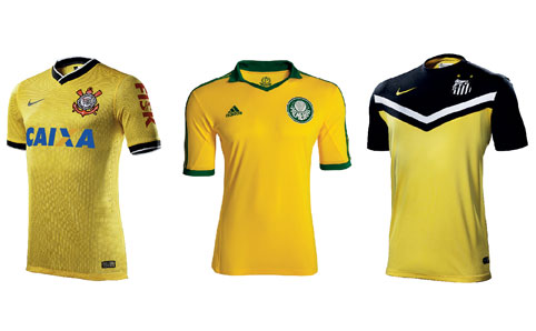 Corinthians, Palmeiras and Santos' yellow strips